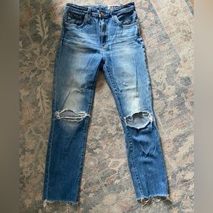 AG The Isabelle high rise straight cropped denim